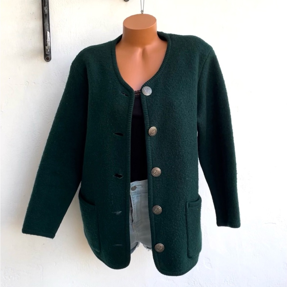 Vtg Eagle Eye Wool Womens Sweater Emerald Green Sz S